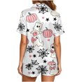 thumbnail image 5 of Fewfanhot Pajamas for Women Set Stylish Halloween Print Button Front Short Sleeve Top Shorts Pajama Set, 5 of 9