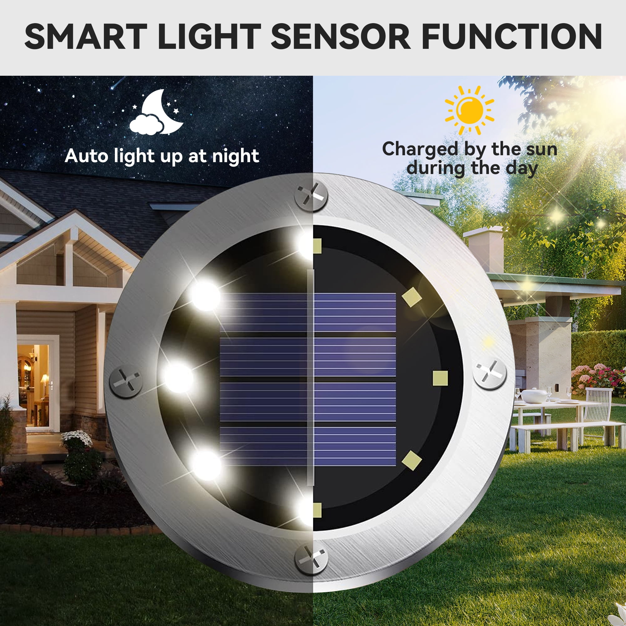 IJIL Solar Lights Outdoor Waterproof, 12 Packs LED In-Ground Lights Outdoor Solar Lights for Yard Patio Garden Lawn Deck Outside Pathway Walkway Sidewalk