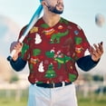 thumbnail image 6 of Balery Dinosaur Christmas Happy New Year Baseball Jersey for Men Casual Button Down Shirts Short Sleeve Active Team Sports Uniform-Medium, 6 of 9