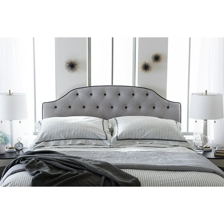 Josephs Studio Three Kings Baxton Studio Windsor Modern and Contemporary Grayish Beige Fabric Upholstered Scalloped Buttoned King Size Headboard ()