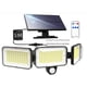 thumbnail image 2 of Lámpara de pared solar de seguridad para exteriores, garaje, inducción infrarroja, 160 LED, 224 LED, lámpara de pared dividida de tres cabezales, 2 of 3
