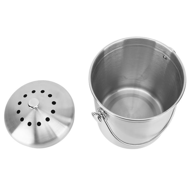 Countertop Compost Bin, Round Easy Cleaning Stainless Steel Remove
