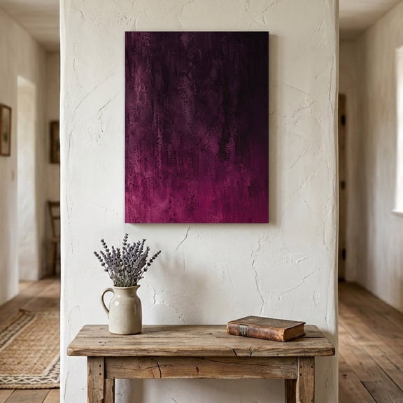 Plum Purple Ombre Canvas Wall Art for Living Room Bedroom Bathroom, Vintage Deep Magenta Charcoal Black Shabby Chic Canvas Art Wall Decor, Artwork for Walls Home Office Decor, 16"x20"