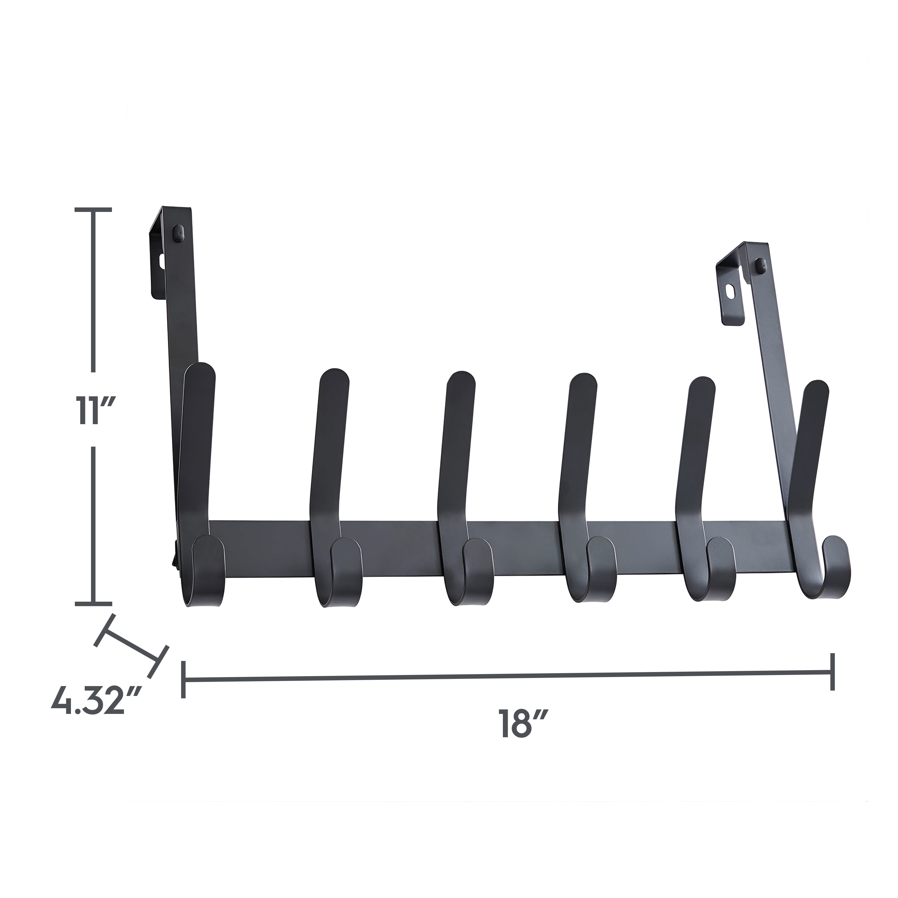 Better Homes & Gardens SnugFit Over-the-Door Hook Rack with 6 Double Hooks, Matte Black