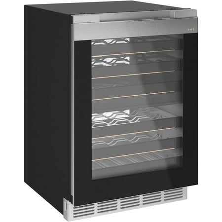 Café - Modern Glass 46-Bottle Built-In Dual Zone Wine Center with WiFi - Platinum glass