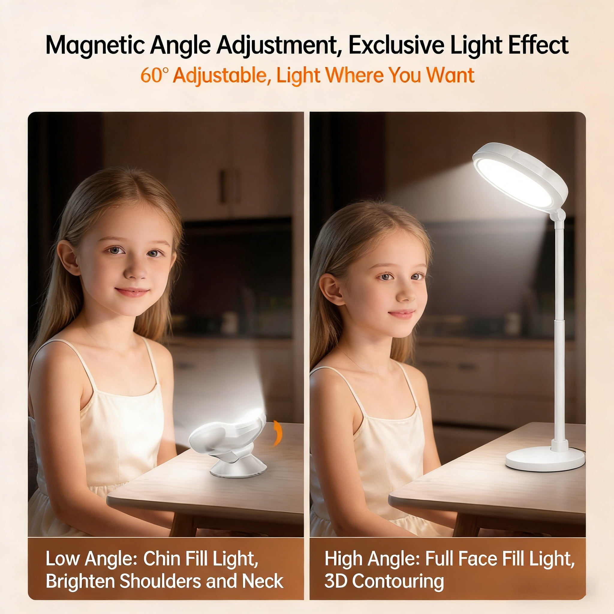 LED Fill Light for Live Streaming, Dimmable Soft Lighting, Three-Color Portable Selfie Light with Magnetic Attraction, Chin Fill Light for Studio Photography, Video Recording, 2700K-6500K CRI95+