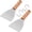 Wooden Handle, variant on Metal Spatula Set of 2, 9.8 x 3.6In Stainless Steel Slant-edge Turner Flipper Scraper, Flat Top Griddle Teppanyaki Hibachi Tools for Barbecue Camping Cooking, Plastic Handle & Easy to Clean