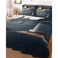 thumbnail image 3 of Quilts Twin Size Bedding Set, Night Seaside Lighthouse Lightweight Quilted Comforter, Coastal Moonlight Ocean Soft Reversible Bedspread Coverlet with Pillow Covers for All Season, 68" x 86", 3 of 7