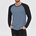 thumbnail image 2 of Men's Fashion Color Blocked Long Sleeve Round Neck Sports Fitness Blouses Shirts, 2 of 5