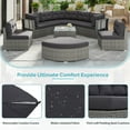 thumbnail image 6 of Outdoor Sectional Patio Furniture Set, Wicker Curved Conversation Sets with Tempered Glass Coffee Table and Cushions for Patio, Lawn, Backyard, Grey, 6 of 7