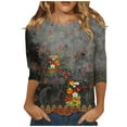 thumbnail image 2 of Hauts d'Été pour Femmes T-shirt Imprimé Mode Ample Manches 3/4 Blouse Col Rond Hauts Décontractés Hauts d'Été pour Femmes 2023 Manches 3/4 en Liquidation, 2 of 3