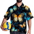 thumbnail image 4 of Flower Butterfly Men's Casual Button Down Short Sleeve Hawaiian Printed Summer Beach Shirts, 4 of 6