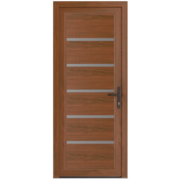 Front Exterior Prehung Metal-Plastic Door | Manux 8415 Walnut | Office Commercial and Residential Doors Entrance Patio Garage W32x80 Left-hand