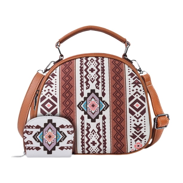 Bolso de mano con estampado bohemio para mujer, de lona, único y práctico, para oficina. Blanco beige