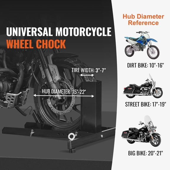 Motorcycle Wheel Chock Upright,1800 lbs Capacity,Heavy-duty Steel Motorcycle Front Wheel Stand with 6 Adjustable Holes,For 15"-22"Off-Road Motorcycles,Standard Motorcycles