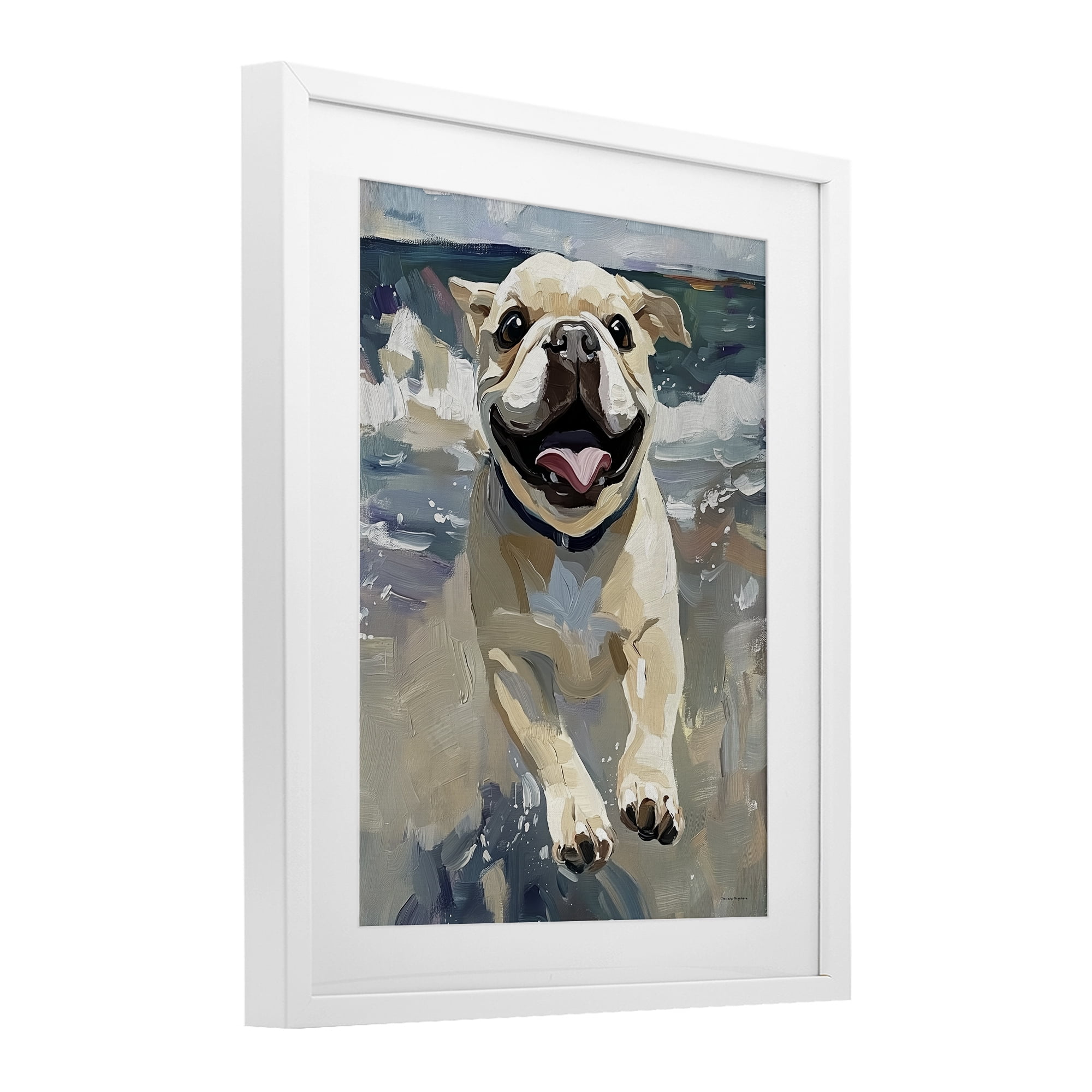 Stupell Industries Sunny Paws Dog on Beach White Framed Print Under Glass, design by Svetlana Aleynikova