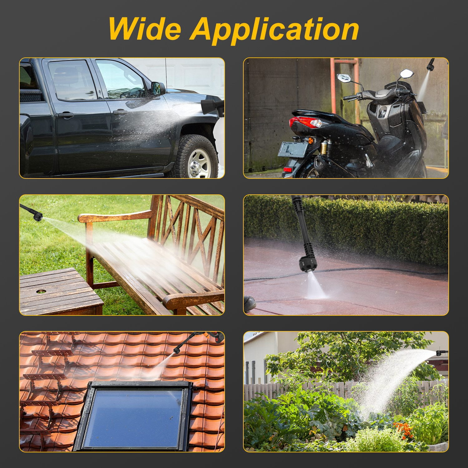 Cordless Pressure Washer 6 in 1 Nozzle 1000PSI Portable Electric Pressure Washer with 2x12000mAh Battery for Car Fence Floor Wall Cleaning
