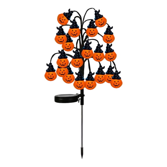 Solar Halloween Stake Light Outdoor Garden Pathway Decor with Pumpkin Lantern String for Yard Lawn Patio Walkway Decor