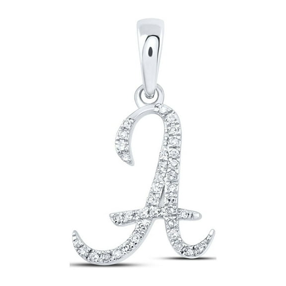 10kt White Gold Womens Round Diamond A Initial Letter Pendant 1/10 Cttw