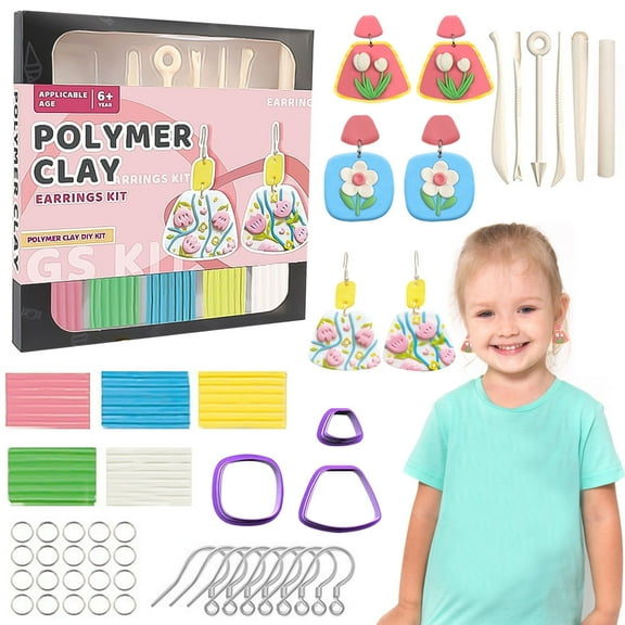 Polymer Clay Earring Making Kit, Kids Teen Girls Toys Gift, Jewelry Making Supplies, Arts and Crafts for Girls Ages 6-12