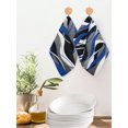 thumbnail image 2 of Blue Black Stripes Kitchen Dish Towels for Drying Dishes Set of 2, Modern Abstract Ombre Grey White Lines Waffle Weave Microfiber Hand Tea Bathroom Towels Quick Dry & Absorbent Towel 12x12, 2 of 7