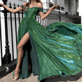 thumbnail image 4 of Women's Mermaid Sequins Prom Dresses Long Off The Shoulder Evening Party Gowns Pageant Dress with Slit-Green-S, 4 of 5