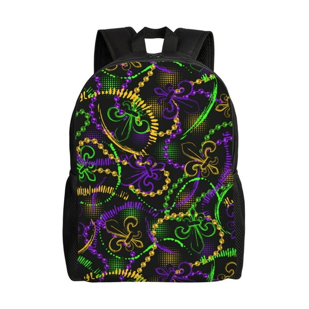 Balery Neon Mardi Gras Mochila - Mochila Estilosa y Duradera para Laptop de 15 Pulgadas con Tela Oxford Impermeable