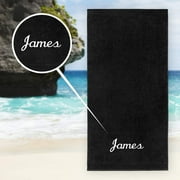 Kaufman -Personalized Velour Beach Towel and Pool Towel 100% Cotton 30" X 60" Embroidered (Black)