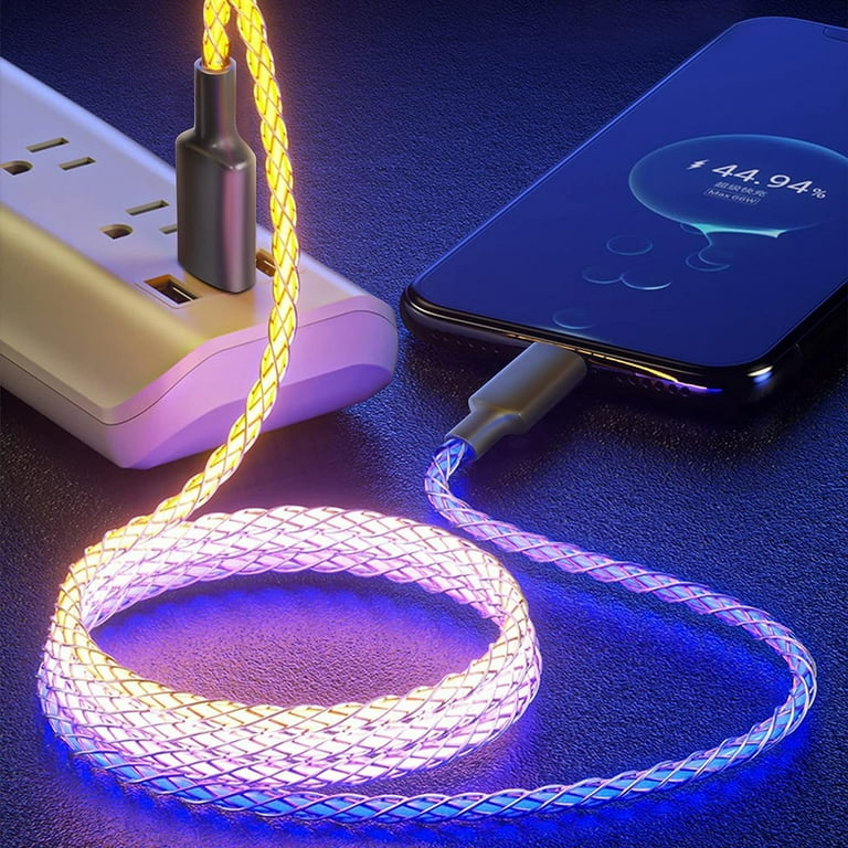 66W Led Light Up Glowing USB C Cable, LED RGB Light Gradual