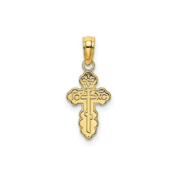 14k Yellow Gold Orthodox Cross Pendant Necklace for Men and Women with Glossy Finish Religious Eastern Christian Style Spiritual Faith Symbol IC XC Design Jewelry Charm
