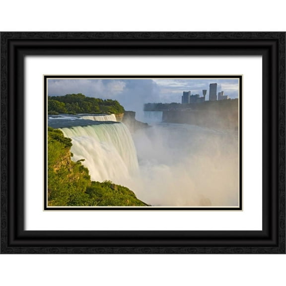 Lord, Fred 32x23 Black Ornate Wood Framed with Double Matting Museum Art Print Titled - NY, Niagara Falls American Falls in foreground