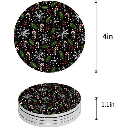 

KXMDXA Christmas Tree and Reindeer Set of 6 Round Coaster for Drinks Absorbent Ceramic Stone Coasters Cup Mat with Cork Base for Home Kitchen Room Coffee Table Bar Decor