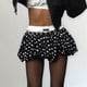 thumbnail image 5 of Falda Negra de Lunares, Mangas Farol, Minifalda de Talle Alto con Empalme, Corte A, Talla M, 5 of 6