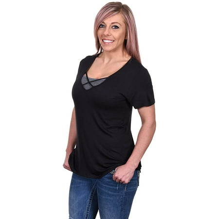 - Women's Casual Short Sleeve Criss Cross Front V-Neck Shirts