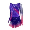 thumbnail image 2 of iixpin Lyrical Dance Dress for Girls Asymmetrical Figure Ice Skating Competition Outfits Dancing Clothes Purple 10, 2 of 7