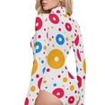 thumbnail image 4 of joogoo Circle Polka Dots Women's Mock Turtle Neck Long Sleeve Bodysuit L, 4 of 8