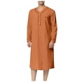thumbnail image 2 of XDZJLR Men Shirts Muslim Arabia Long Sleeve Pocket Loose Robe Solid Pocket Tops, 2 of 5