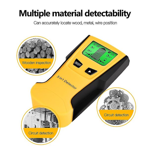 Detector de metales Encuentra pernos de madera de metal Voltaje de CA Cable vivo Detección Escáner de pared Buscador de caja eléctrica Detector de pared