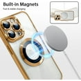 thumbnail image 5 of Compatible with iPhone 15 Pro Case Plating Magnetic Crystal [ Support Compatible with Magsafe ] Luxury Case Camera Protection Cover Screen Protector Cover Girls Women Phone Case -Gold, 5 of 12