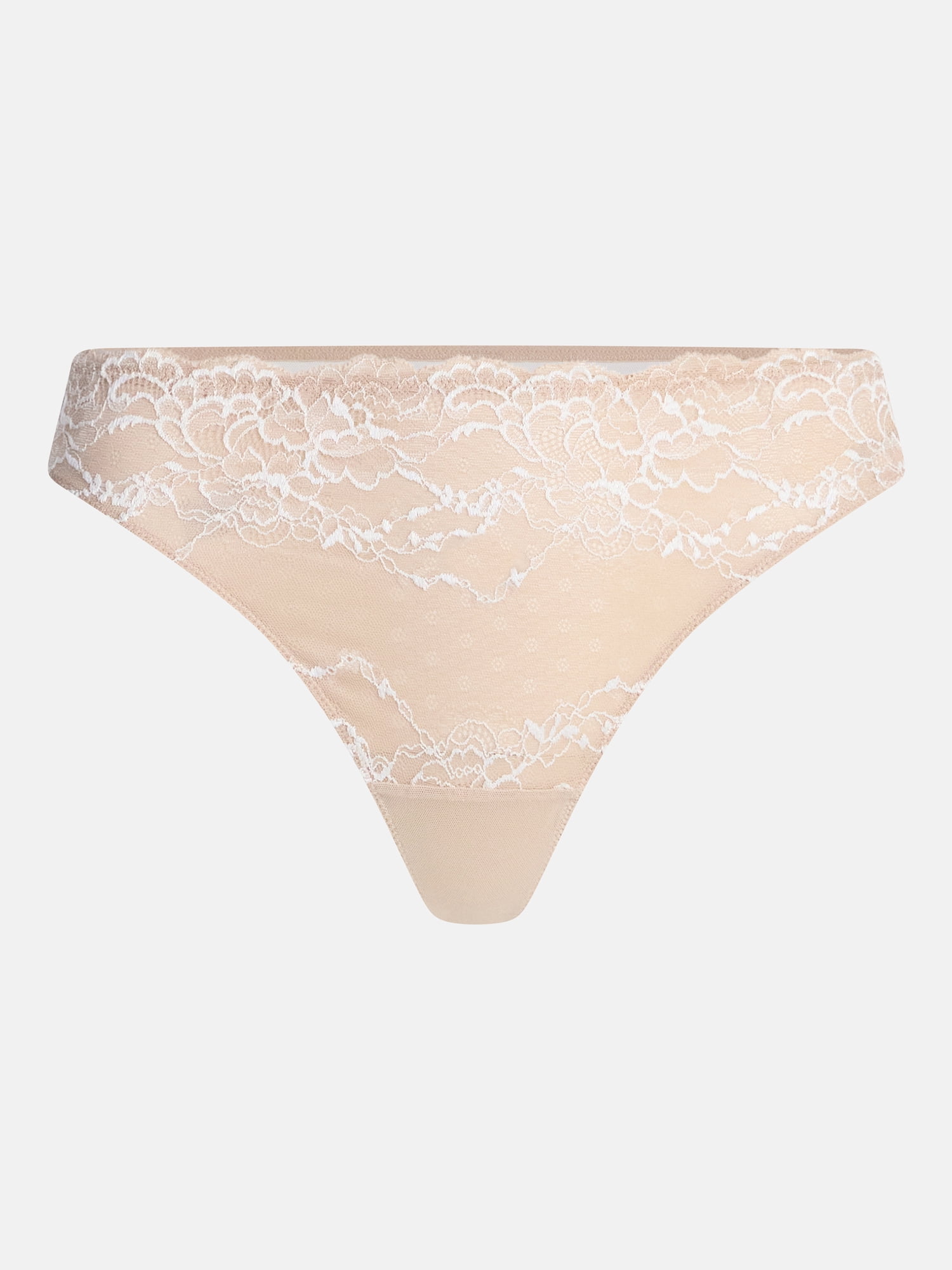 Joyspun Women's Lace and Mesh Thong Panties, 3-Pack, Sizes XS-XXXL