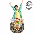 thumbnail image 3 of Animal Storage Toy Bag Chair, Cartoon Style Fauna of Savannah Giraffe Antelope Zebra Crocodile and Lion, Stuffed Animal Organizer Washable Bag, Small Size, Multicolor, by Ambesonne, 3 of 3
