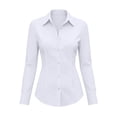 thumbnail image 3 of BXJX Womens Button Down Shirts, Collared Fitted Long Sleeve Business Ladies Work Dress Shirts White Size S-2XL, 3 of 6