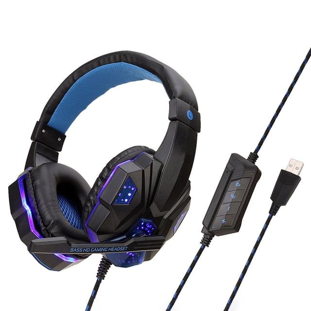 Twowood auricular SOYTO SY830MV 7,1 canal Auriculares de juego de micrófono sobre oído con luz para computadora portátil PC