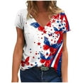 thumbnail image 2 of Qetyuw Womens Independence Day Shirts Plus Size Patriotic Red White and Blue Print Tshirts Cute Short Sleeve Tees Flowy V Neck Blouses Tops Plus Size Tops for Women, 2 of 5