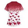 thumbnail image 3 of Minjewel Women's V-Neck Workwear Blouse Short Sleeve Pocket Top Heart Print Side Slit Nurse Uniform Casual Summer Tee,White L, 3 of 4