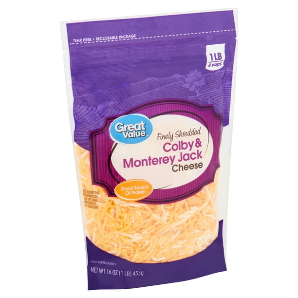 Great Value Finely Shredded Colby & Monterey Jack Cheese, 16 oz