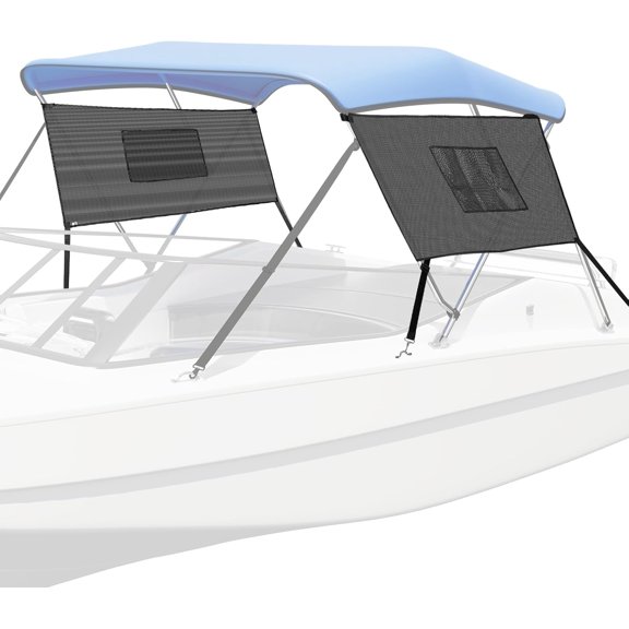 JQJQDetachable Mesh Sidewalls Universal for 3 Bow Bimini Tops, with Large Pockets for Fishing Gear, Includes 2 Straps(Bimini Tops Not Included)
‎