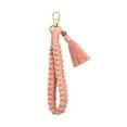thumbnail image 1 of Llavero con correa de muñeca tejida a mano con flores hechas a mano, accesorio para llaves con margaritas, accesorio versátil con diseño floral, 1 of 1