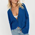 thumbnail image 6 of iHPH7 Cropped Cardigan Sweaters for Women Cable Knit Cardigan Women Crop Sweater Fall Fashion Button Down Sweaters for Women Soft Cardigans for Women Casual Outerwear Blue L, 6 of 8