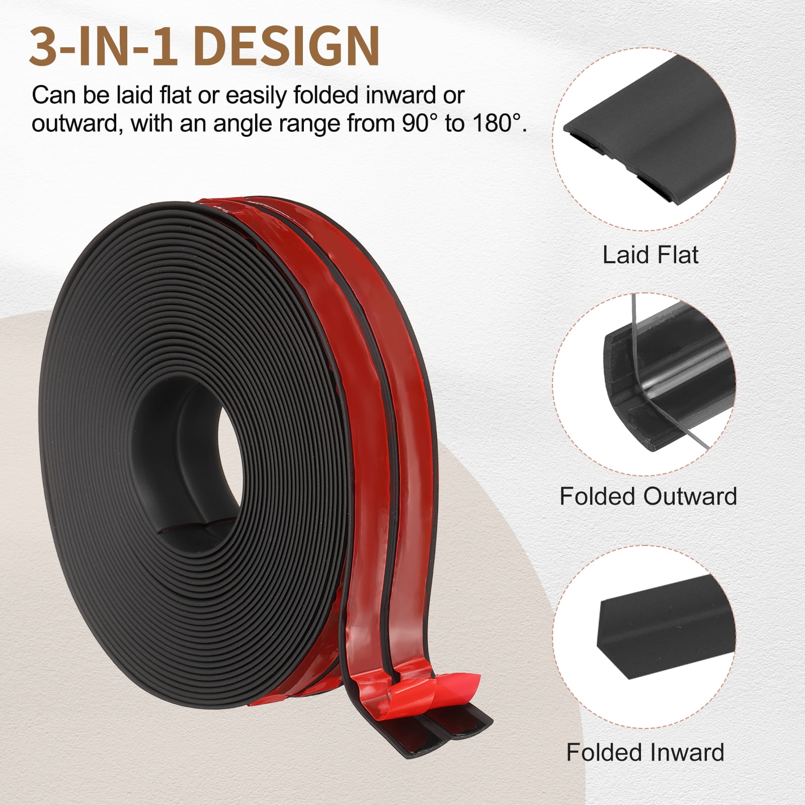 Uxcell Protector 1.6"x29.5 ft Self Adhesive Guard Black for Wall Table Floor